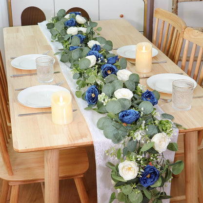 2-Pack 13 Ft Eucalyptus and White Rose Floral Garland