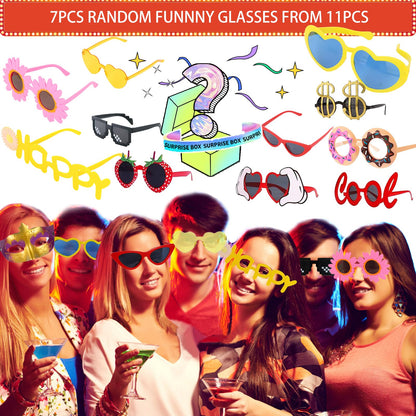 Novelty Photo Booth Props Set with Hats, Glasses and Wigs