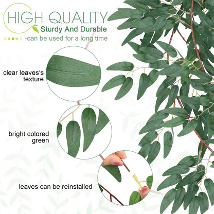 5-Piece 6 Ft Artificial Willow Leaf Greenery Garland