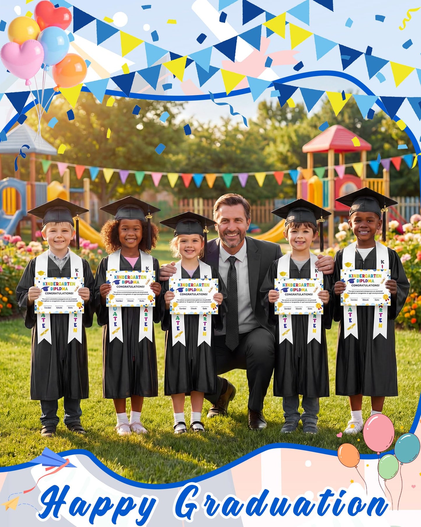 10-Set 2026 Kids Graduation Cap and Gown Set