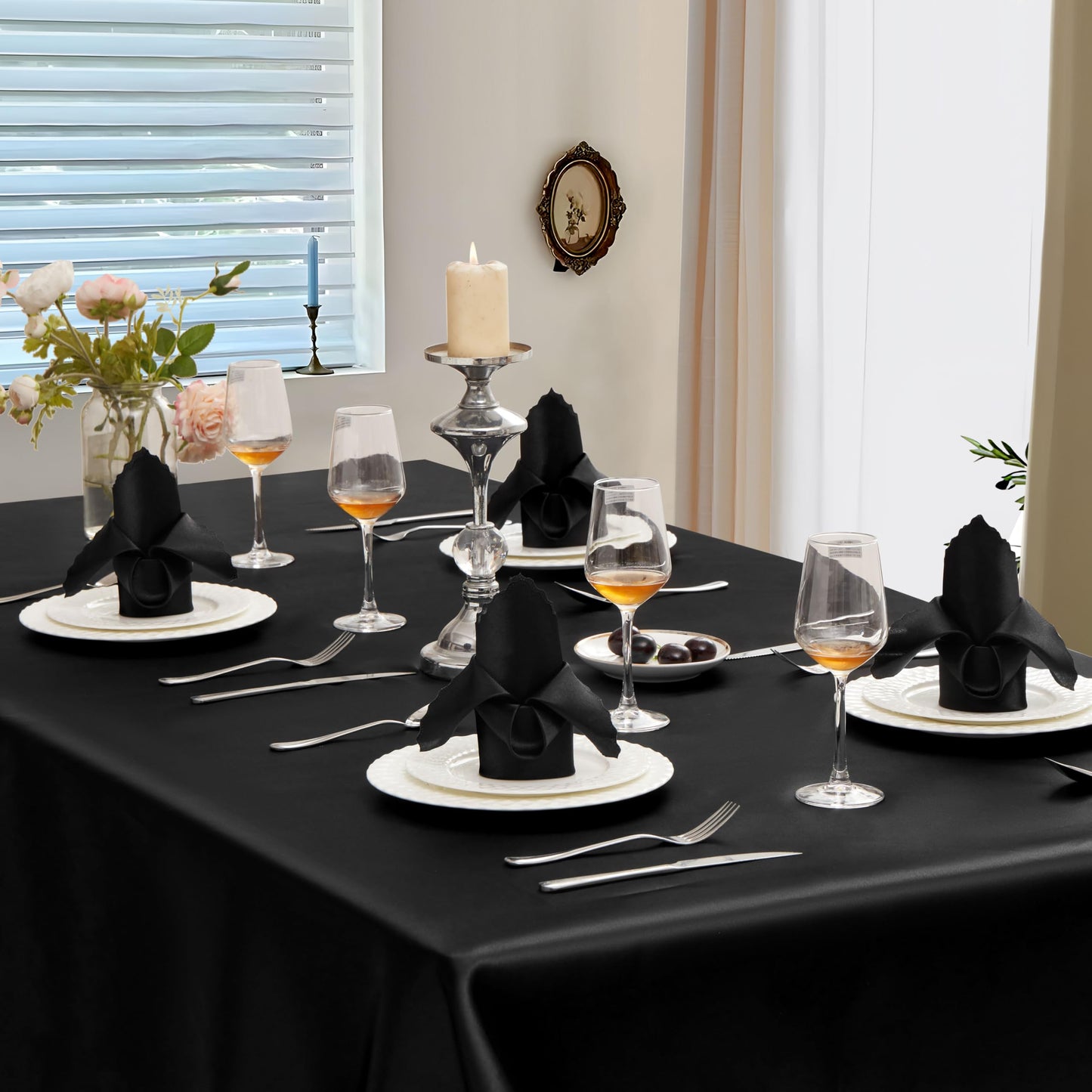 Square Satin Cloth Dinner Napkins for Weddings and Events