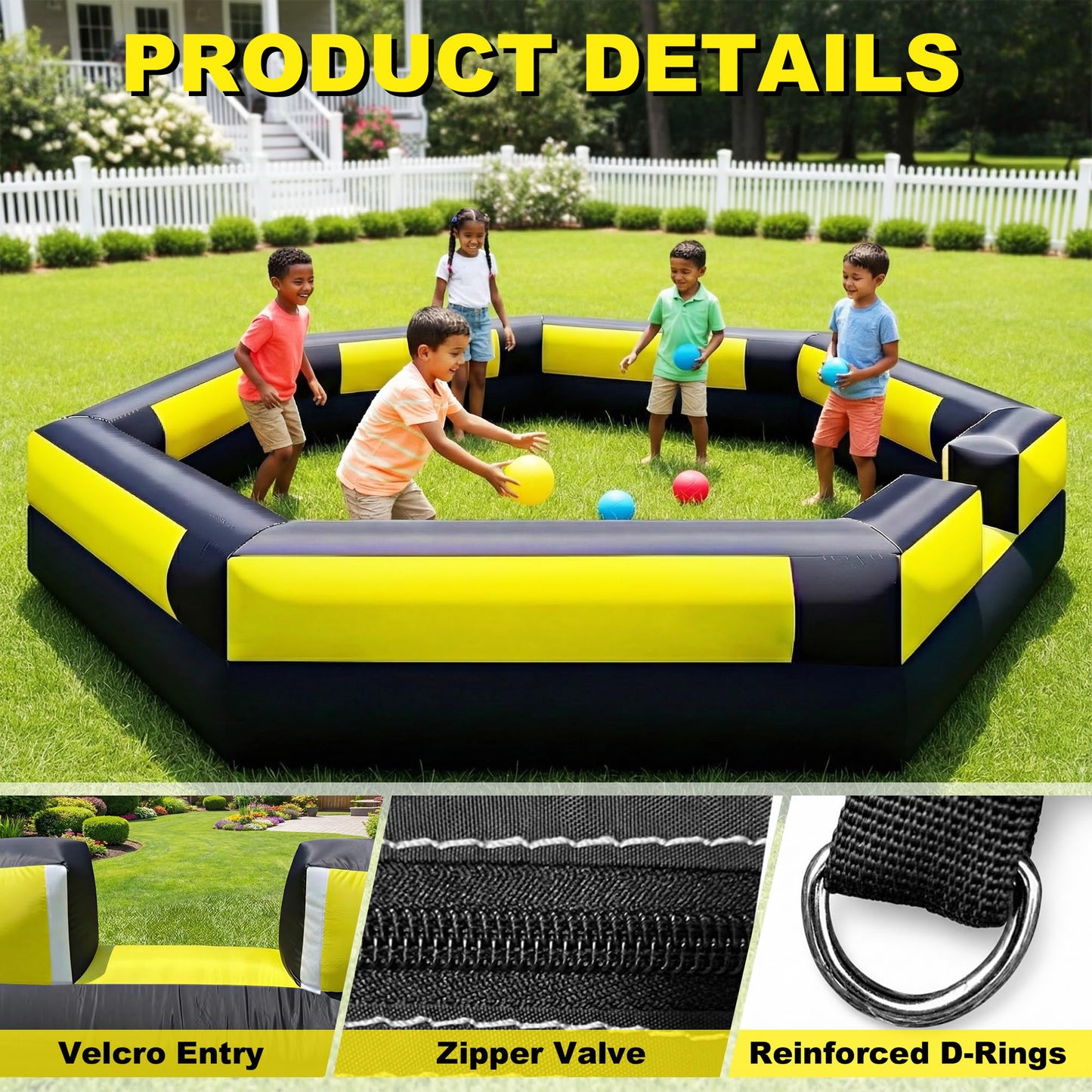 15-Foot Inflatable Gaga Ball Pit with Built-In Blower