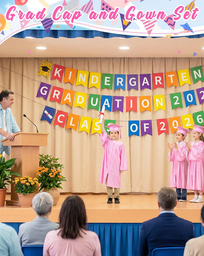 6-Set Preschool Graduation Cap and Gown with 2026 Tassels