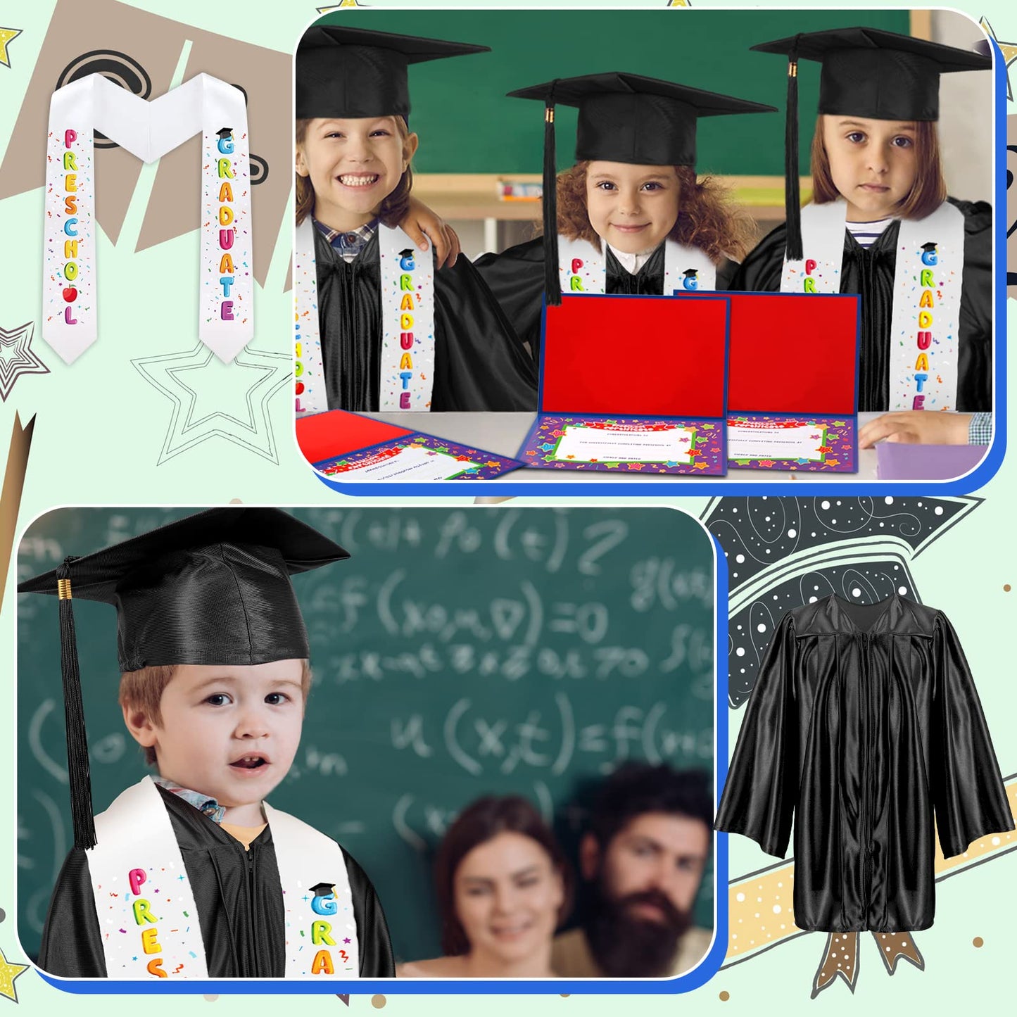 24-Piece 2026 Preschool Graduation Cap and Gown Set