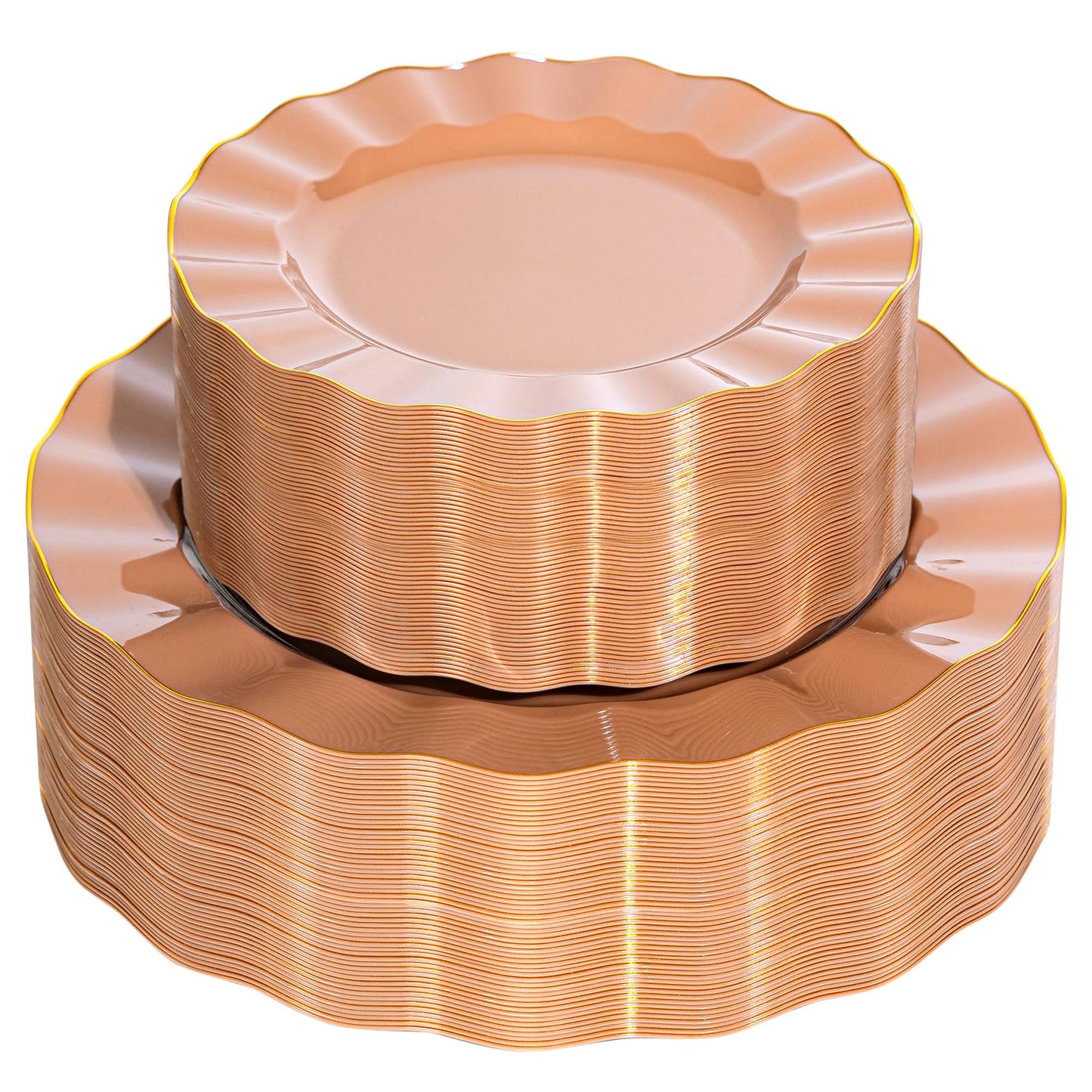 120-Piece White Gold Disposable Plastic Plate Set