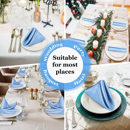 80-Pack Blue Mist Satin Dinner Napkins, 17 x 17 Inches
