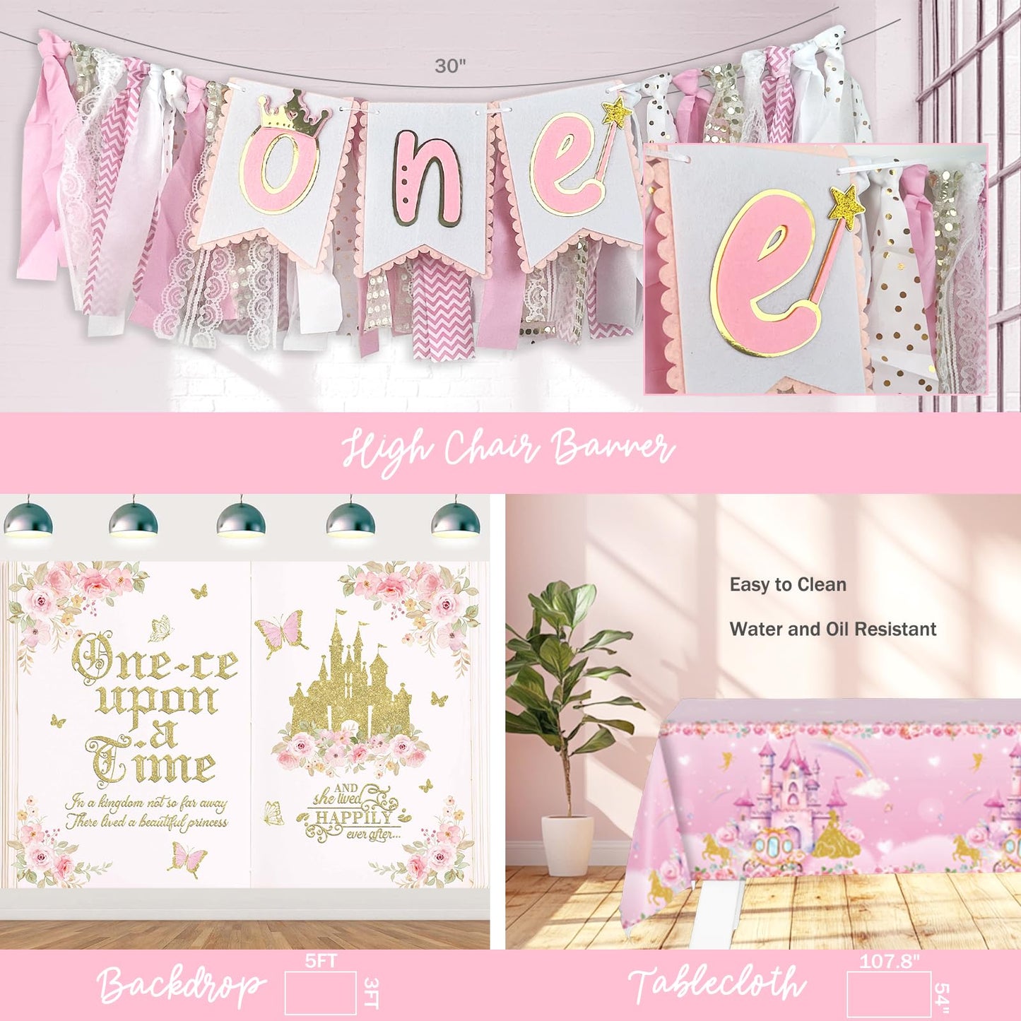 122-Piece Princess First Birthday Party Decoration Set