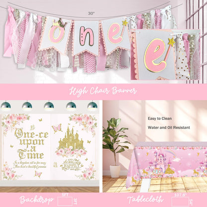 122-Piece Princess First Birthday Party Decoration Set