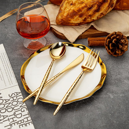 300-Piece Gold Hammered Disposable Cutlery Set