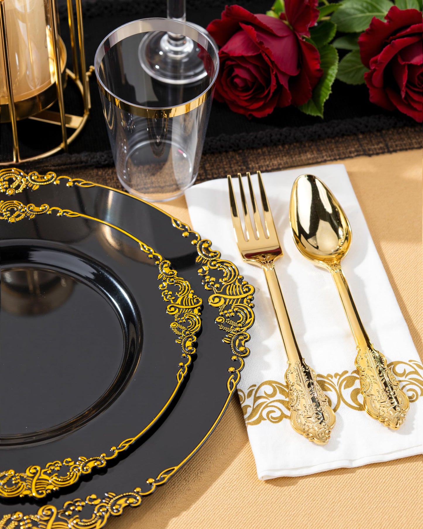 350-Piece Disposable Dinnerware Set with Plates, Cups and Cutlery