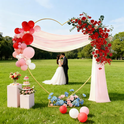 6.6 Ft Gold Metal Heart Arch Stand for Weddings & Events