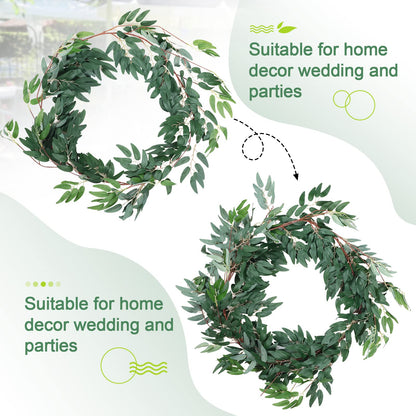 5-Piece 6 Ft Artificial Willow Leaf Greenery Garland