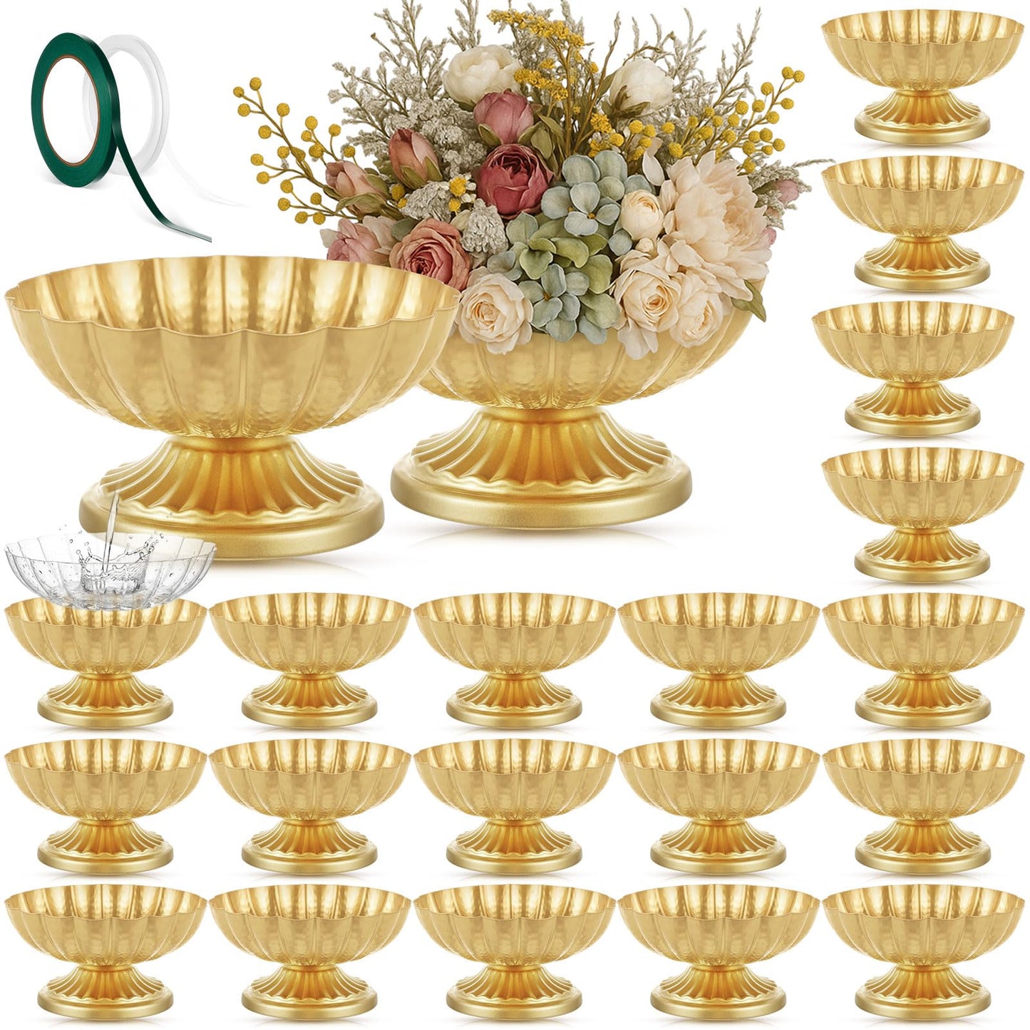Ninehaoou Metal Compote Bowl Vase Centerpiece