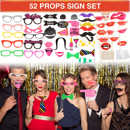 Novelty Photo Booth Props Set with Hats, Glasses and Wigs