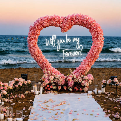 PARAQUIP 6.7FT Heart Arch Stand for Proposal, Metal Balloon Arch Kit