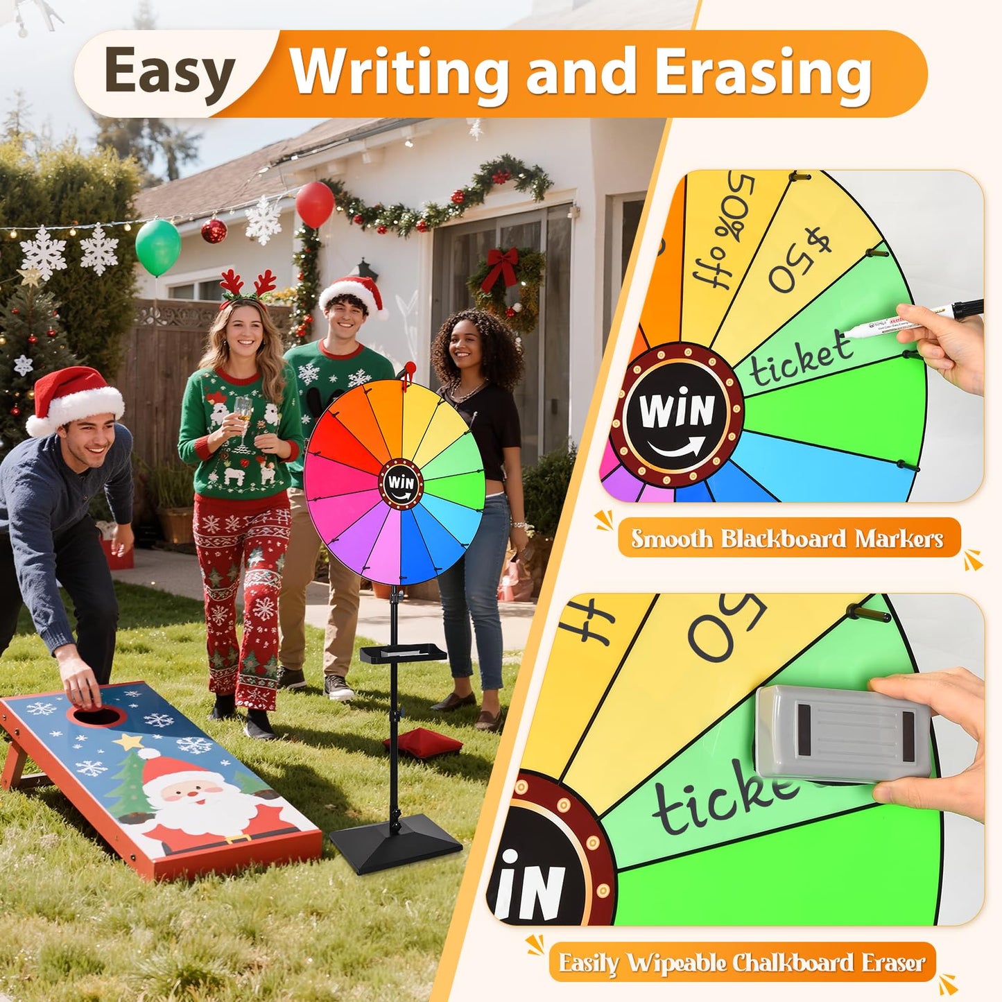 24-Inch Spinning Prize Wheel with Adjustable Floor Stand