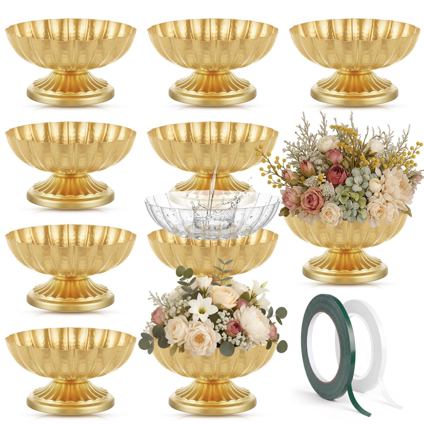 Ninehaoou Metal Compote Bowl Vase Centerpiece