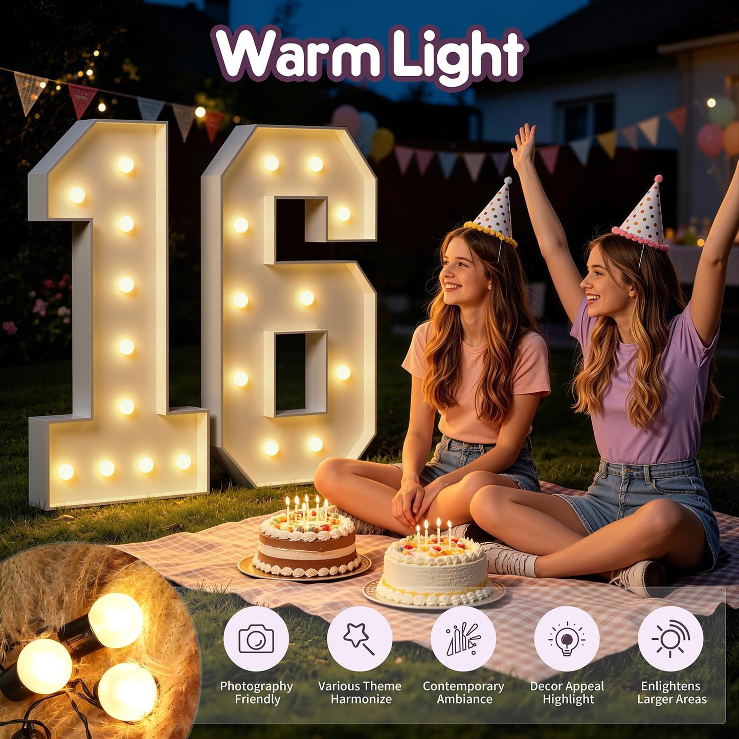Bugame 4FT Marquee Numbers 80 Light Up Sign for 80th Birthday Party Decor