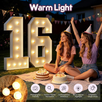 Bugame 4FT Marquee Numbers 80 Light Up Sign for 80th Birthday Party Decor