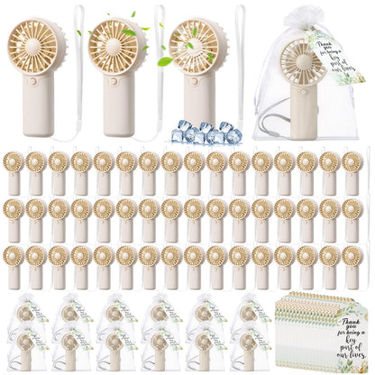 50-Pack Mini Handheld Fans with Gift Bags and Thank You Cards