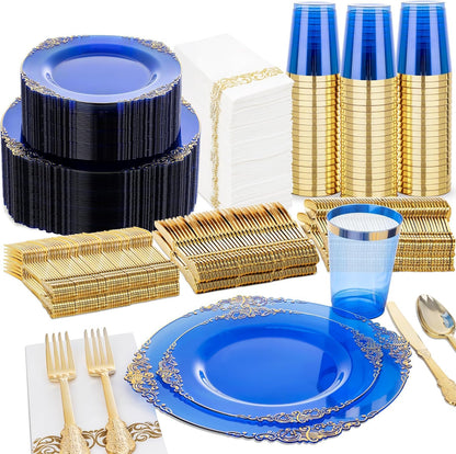 350-Piece Disposable Dinnerware Set with Plates, Cups and Cutlery