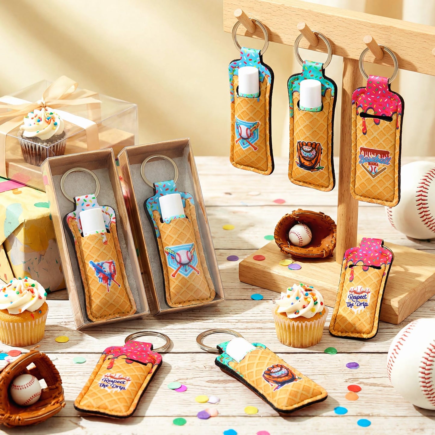 Baseball Lip Balm Keychain Party Favors for Team Gifts