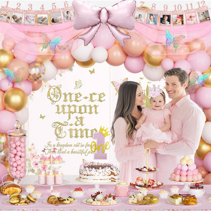 122-Piece Princess First Birthday Party Decoration Set