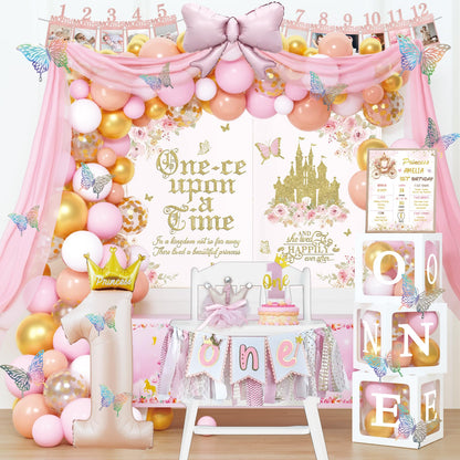 122-Piece Princess First Birthday Party Decoration Set