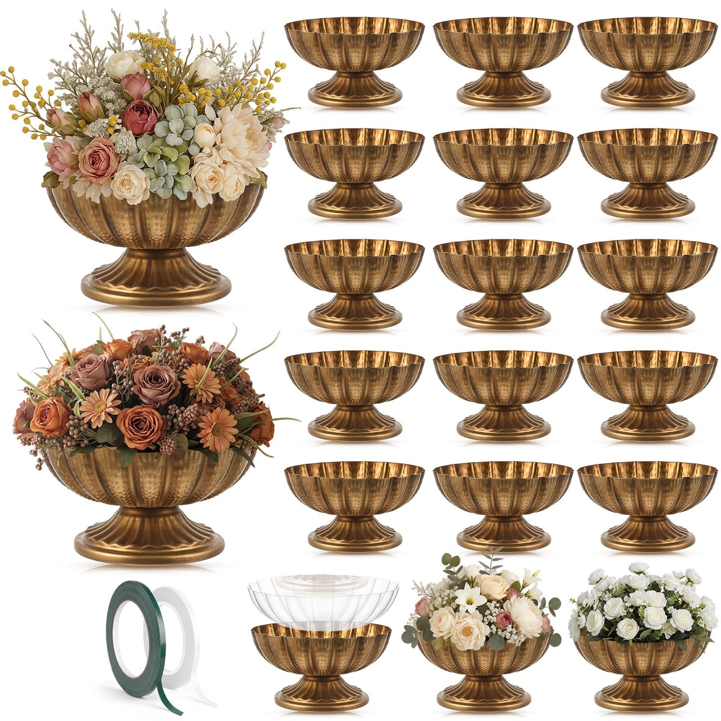Ninehaoou Metal Compote Bowl Vase Centerpiece