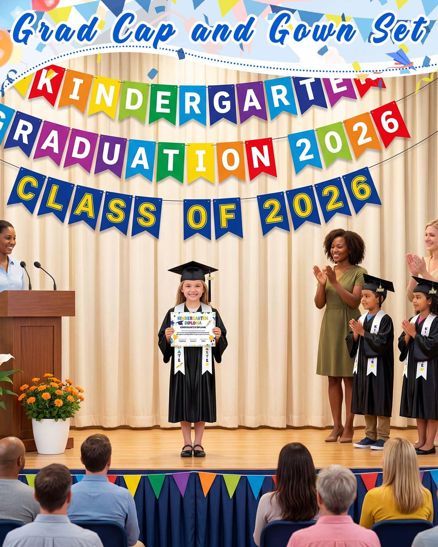 10-Set 2026 Kids Graduation Cap and Gown Set