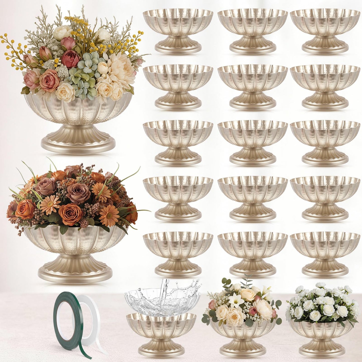 Ninehaoou Metal Compote Bowl Vase Centerpiece