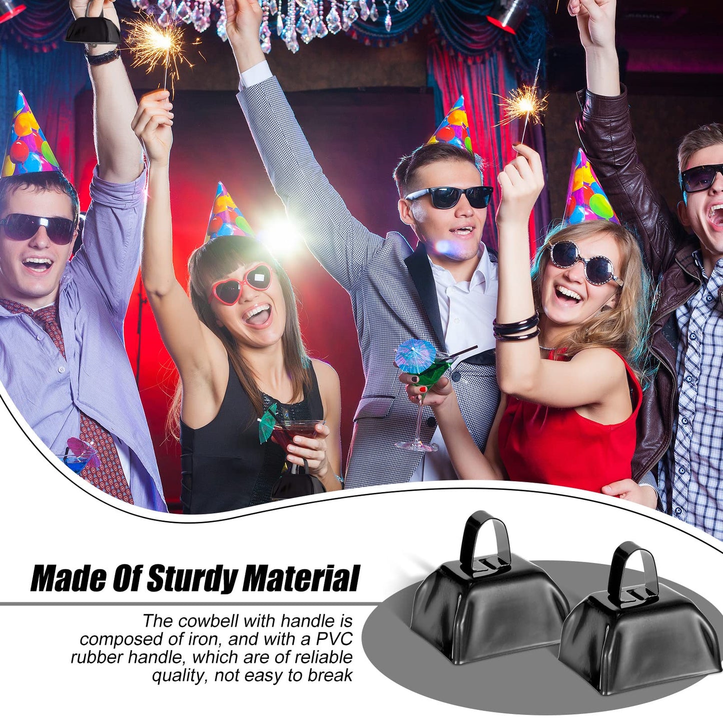 48-Piece Metal Cowbells with Handles for Team Cheering