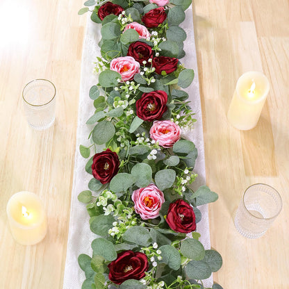 2-Pack 13 Ft Eucalyptus and White Rose Floral Garland