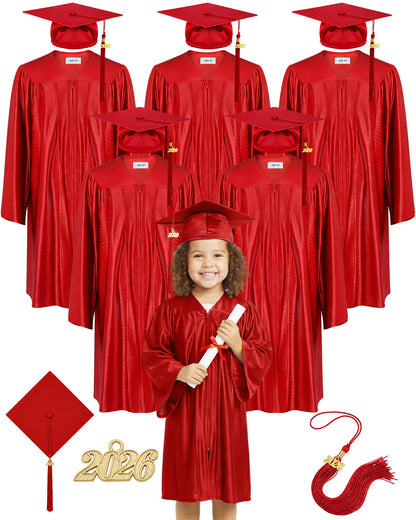 6-Set Preschool Graduation Cap and Gown with 2026 Tassels