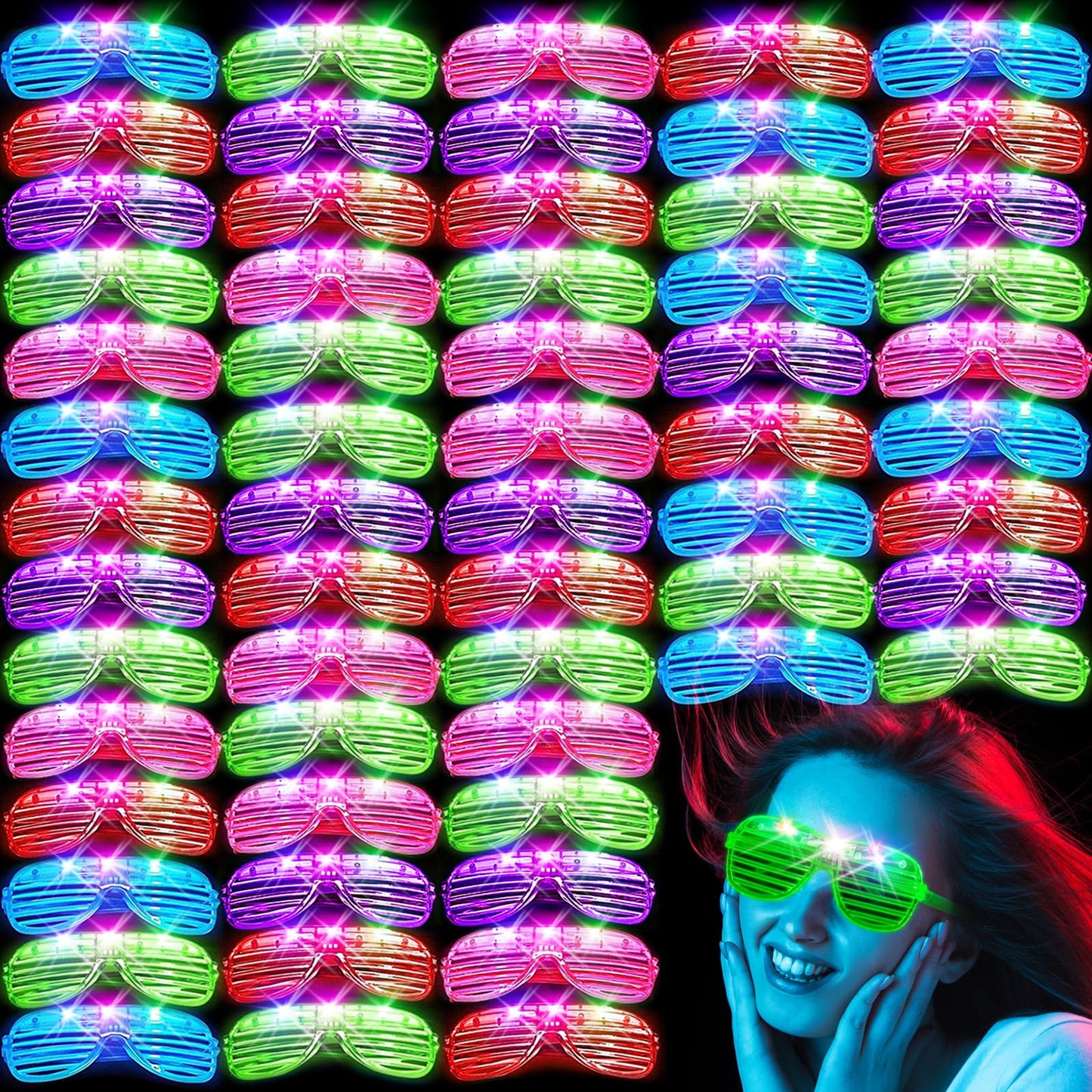 64-Pack LED Light-Up Shutter Glasses in Five Colors
