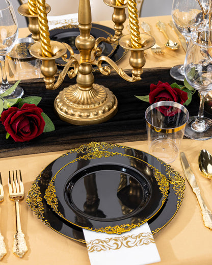 350-Piece Disposable Dinnerware Set with Plates, Cups and Cutlery