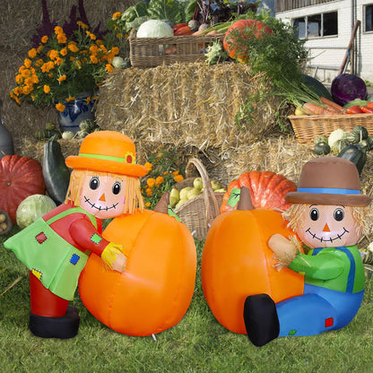 Set of 2 LED Inflatable Scarecrow Thanksgiving Decorations