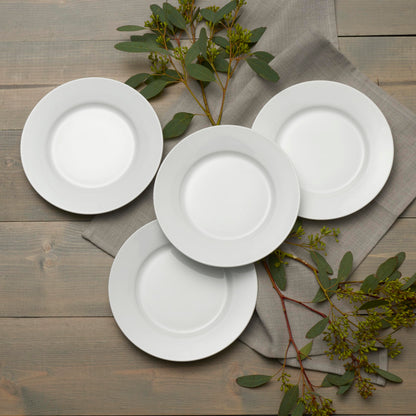 Everyday White by Fitz and Floyd Classic Rim 16 Piece Dinnerware Set, Service for 4