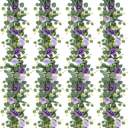 2-Pack 13 Ft Eucalyptus and White Rose Floral Garland