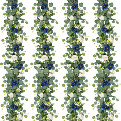 2-Pack 13 Ft Eucalyptus and White Rose Floral Garland