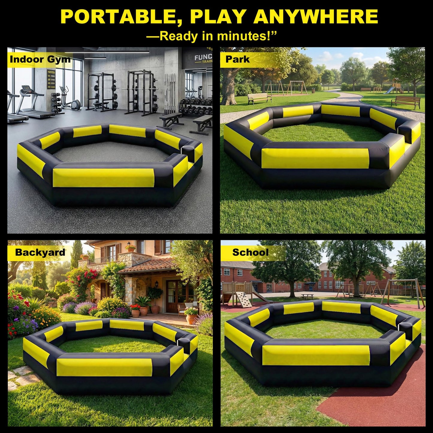 15-Foot Inflatable Gaga Ball Pit with Built-In Blower