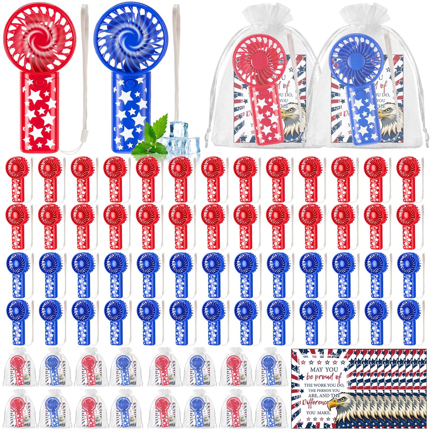 50-Pack Mini Handheld Fans with Gift Bags and Thank You Cards