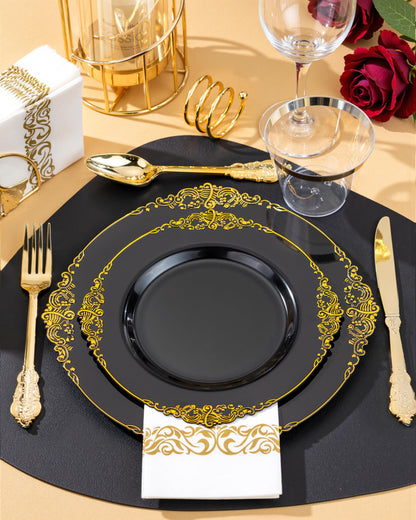 350-Piece Disposable Dinnerware Set with Plates, Cups and Cutlery