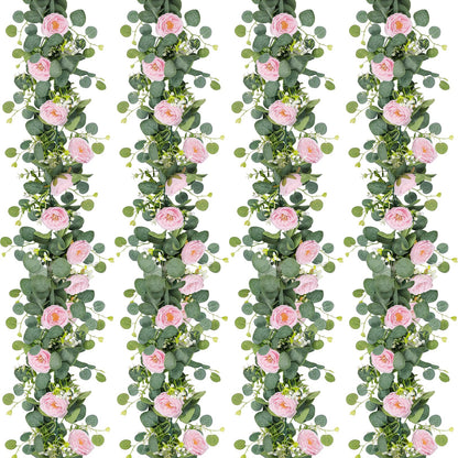 2-Pack 13 Ft Eucalyptus and White Rose Floral Garland