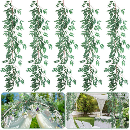 5-Piece 6 Ft Artificial Willow Leaf Greenery Garland